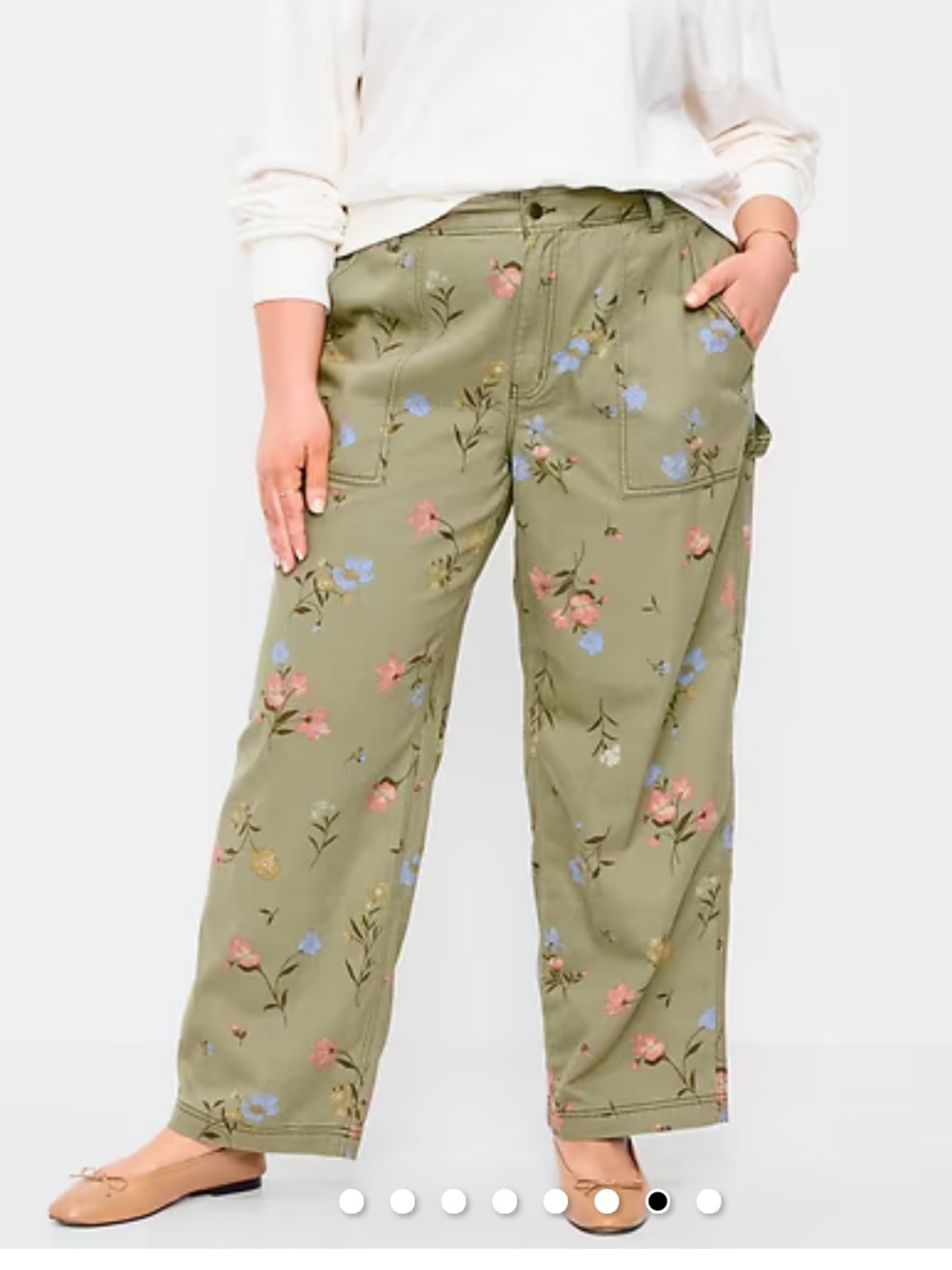 Old Navy Women's Straight Floral Jeans - Olive with Flowers - Picture 5 of 5